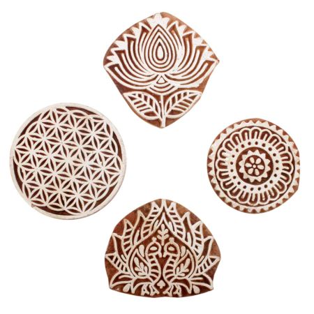 Set of 4 Piece New Mix Wooden Printing Block